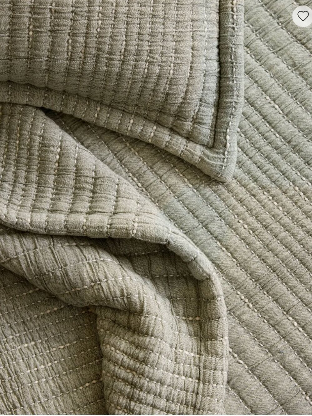 Quince Organic Cotton Channel Stitch Coverlet Set, King/Cal King, Sage/Green - Picture 6 of 13